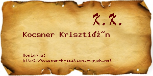Kocsner Krisztián névjegykártya